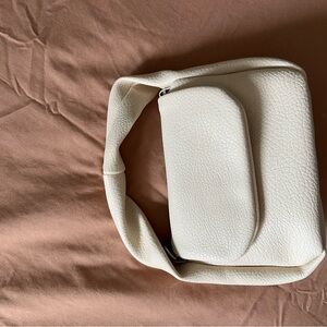 Cream Mini Bag with Textured Fabric and Modern Design